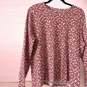 Lands' End Red and White Long Sleeve Top